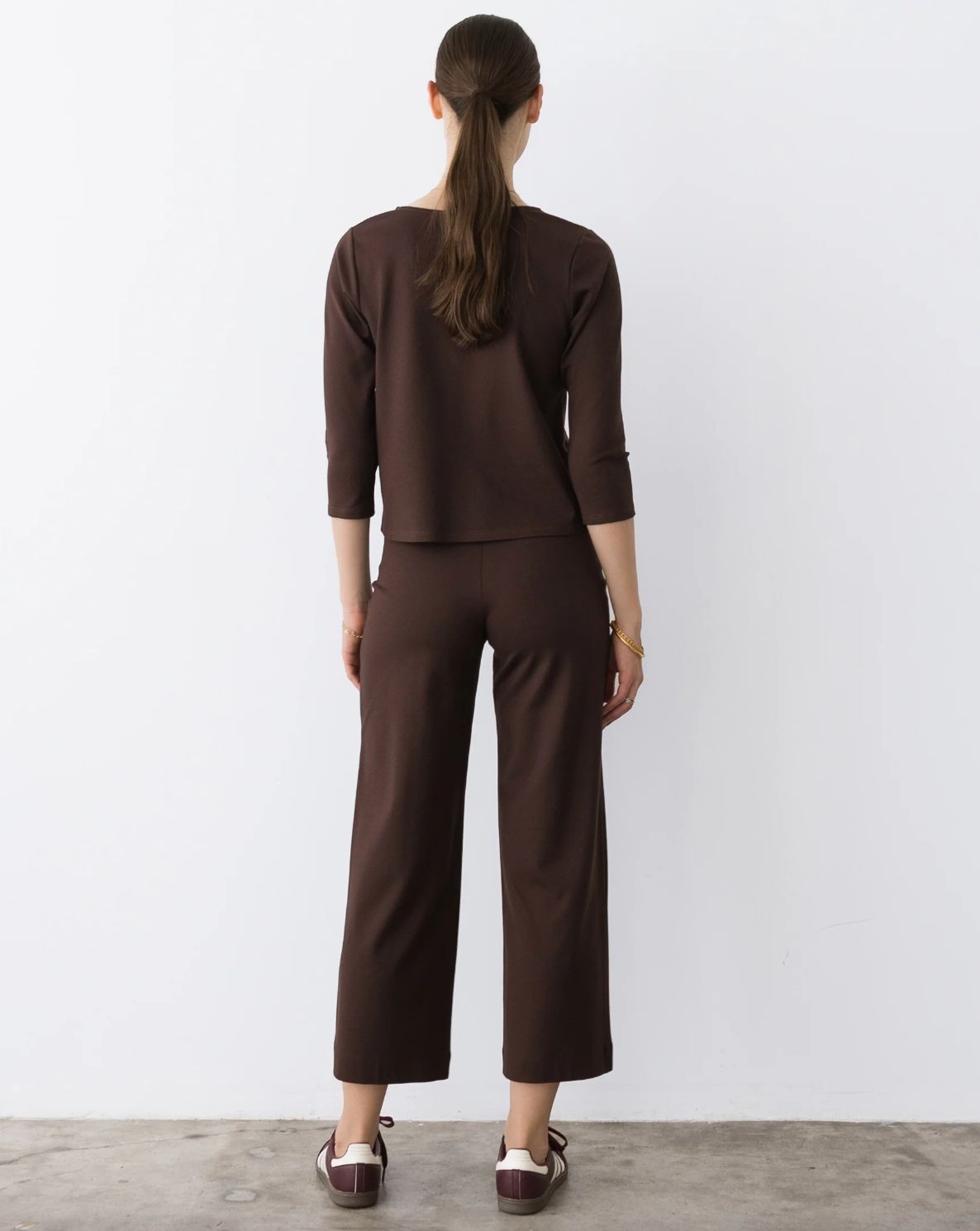 Ripley Rader Ponte Knit 3/4 Sleeve Top in Chocolate