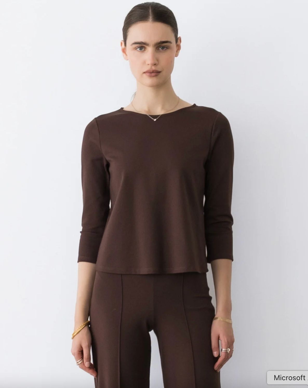 Ripley Rader Ponte Knit 3/4 Sleeve Top in Chocolate