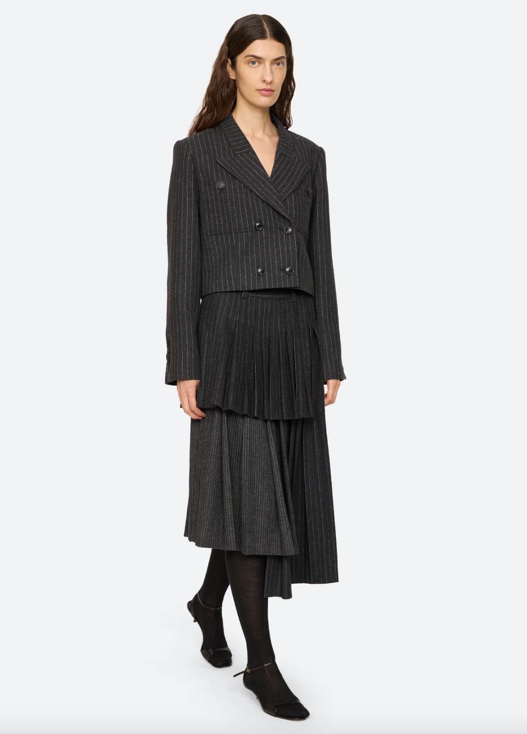 Sea NY Johanna Pinstripe Please Midi Skirt
