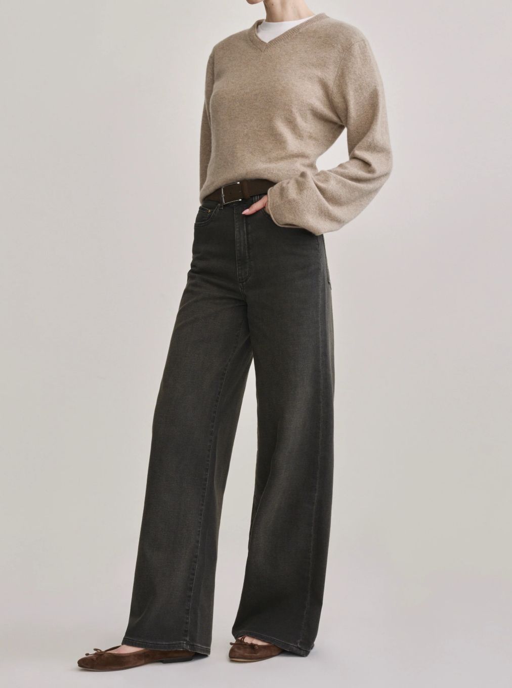 DL1961 Hepburn Wide Leg Jean in Rock