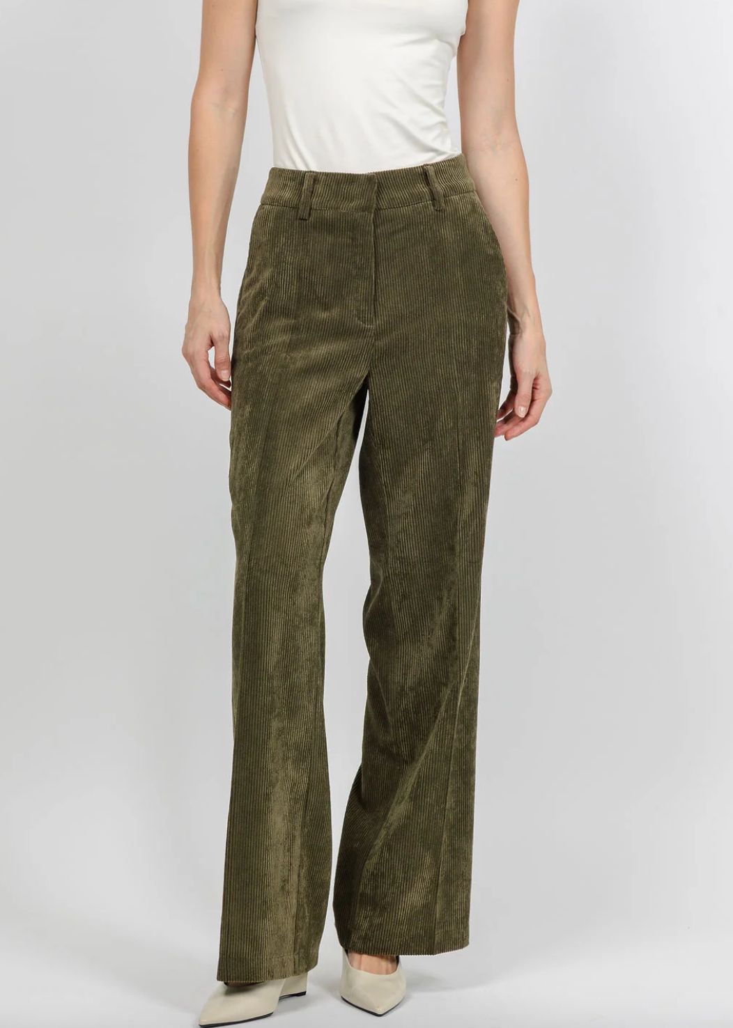 Cambio Amelie Corduroy Pant in Olive