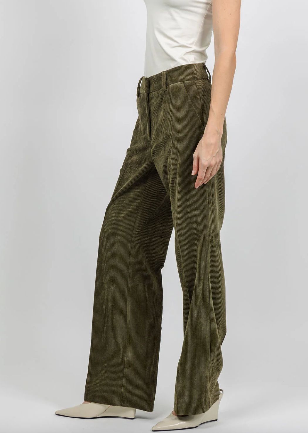 Cambio Amelie Corduroy Pant in Olive