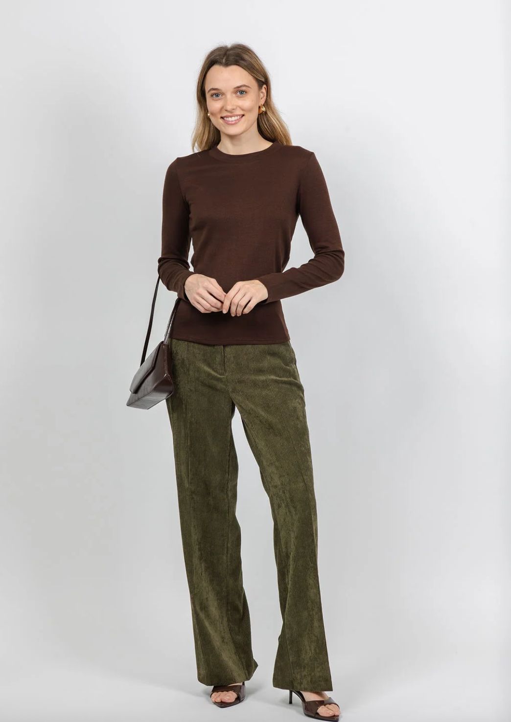 Cambio Amelie Corduroy Pant in Olive