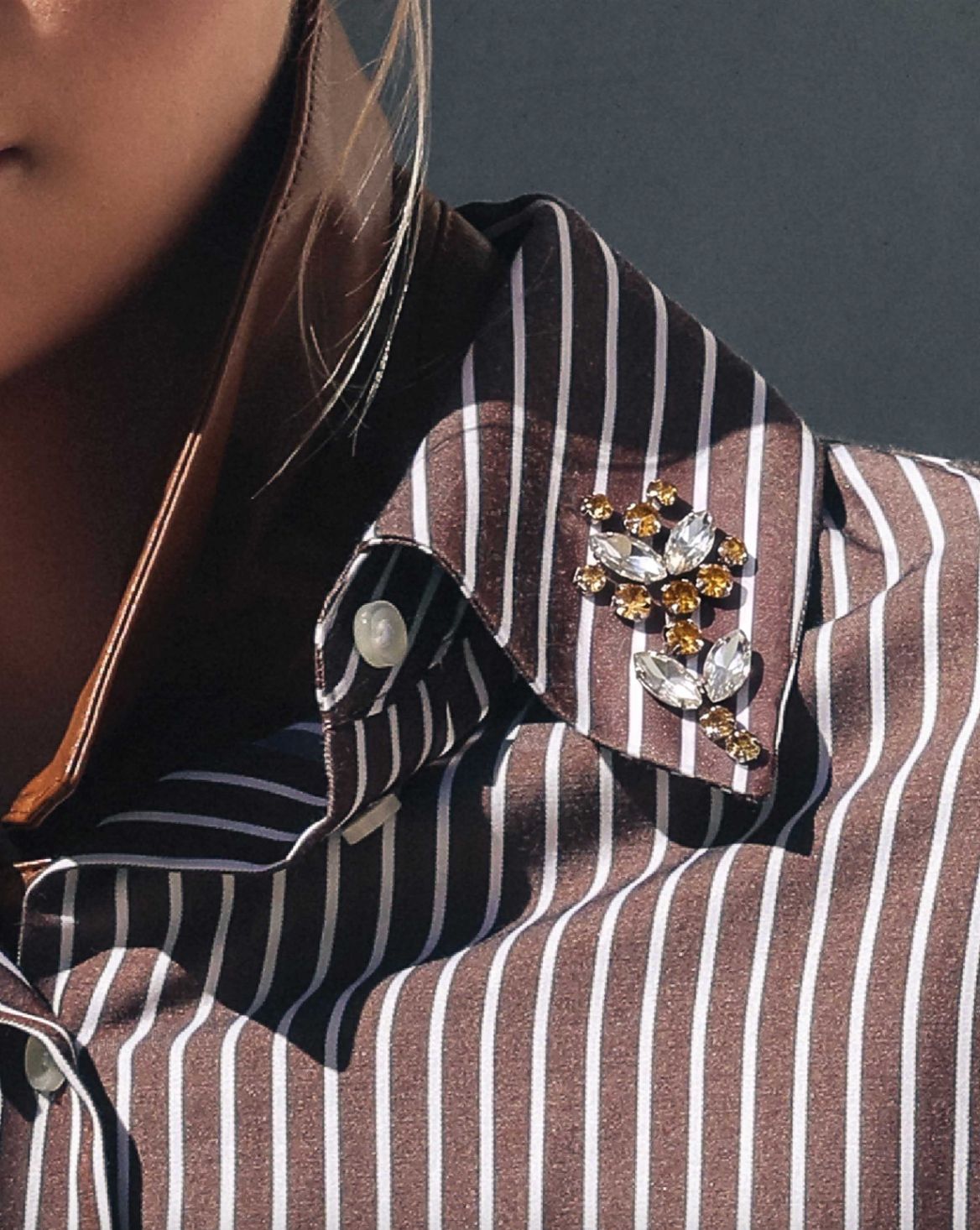 Theo Echo Crystal Collar Shirt in Huckleberry