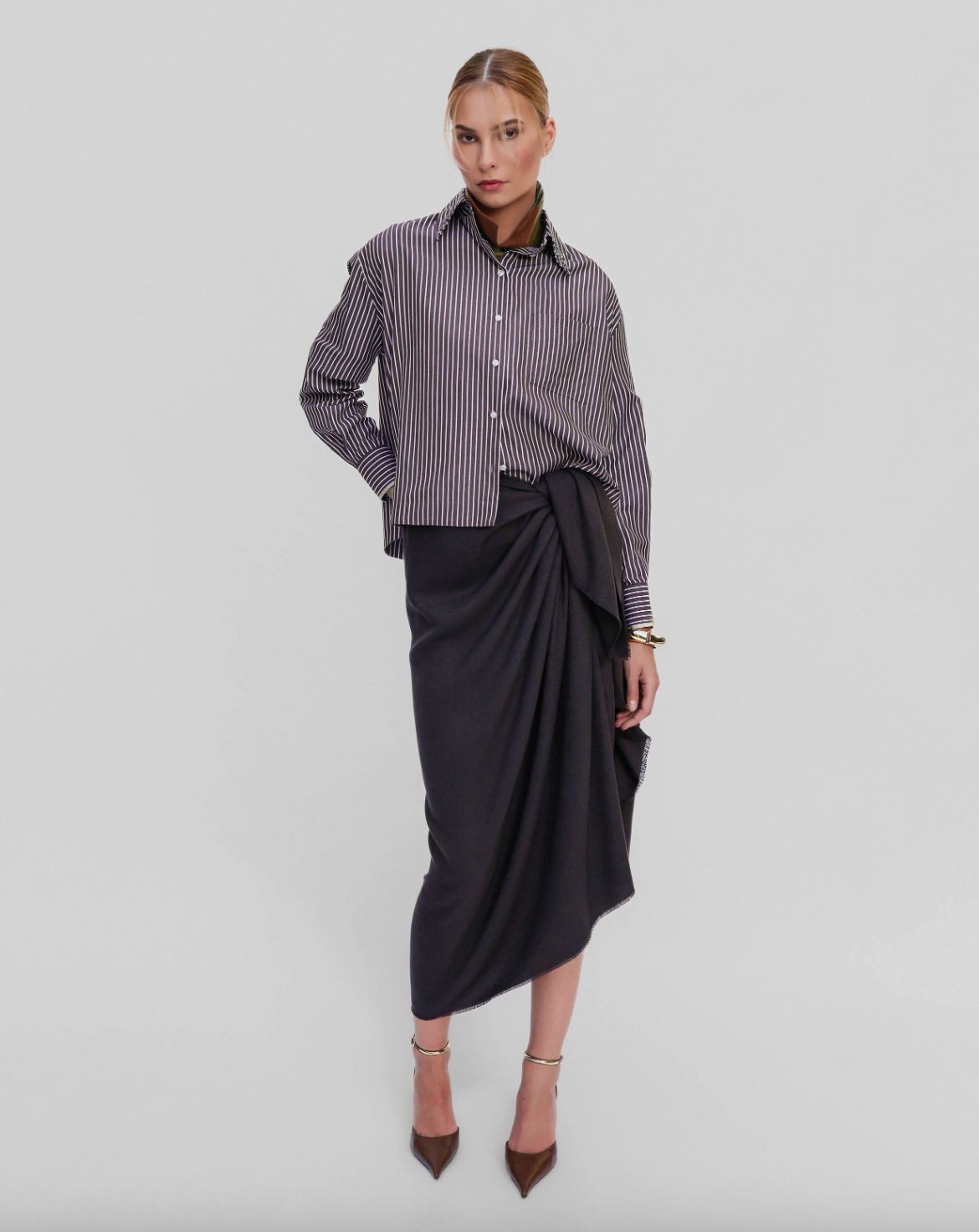 Theo Echo Crystal Collar Shirt in Huckleberry
