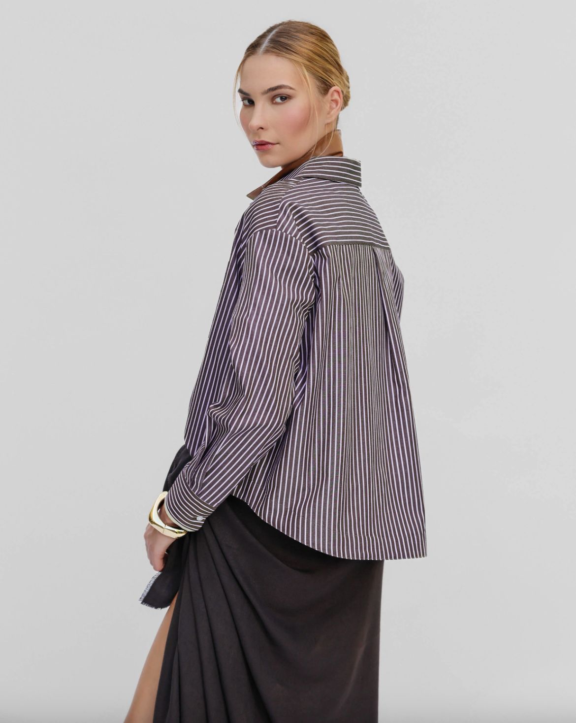 Theo Echo Crystal Collar Shirt in Huckleberry
