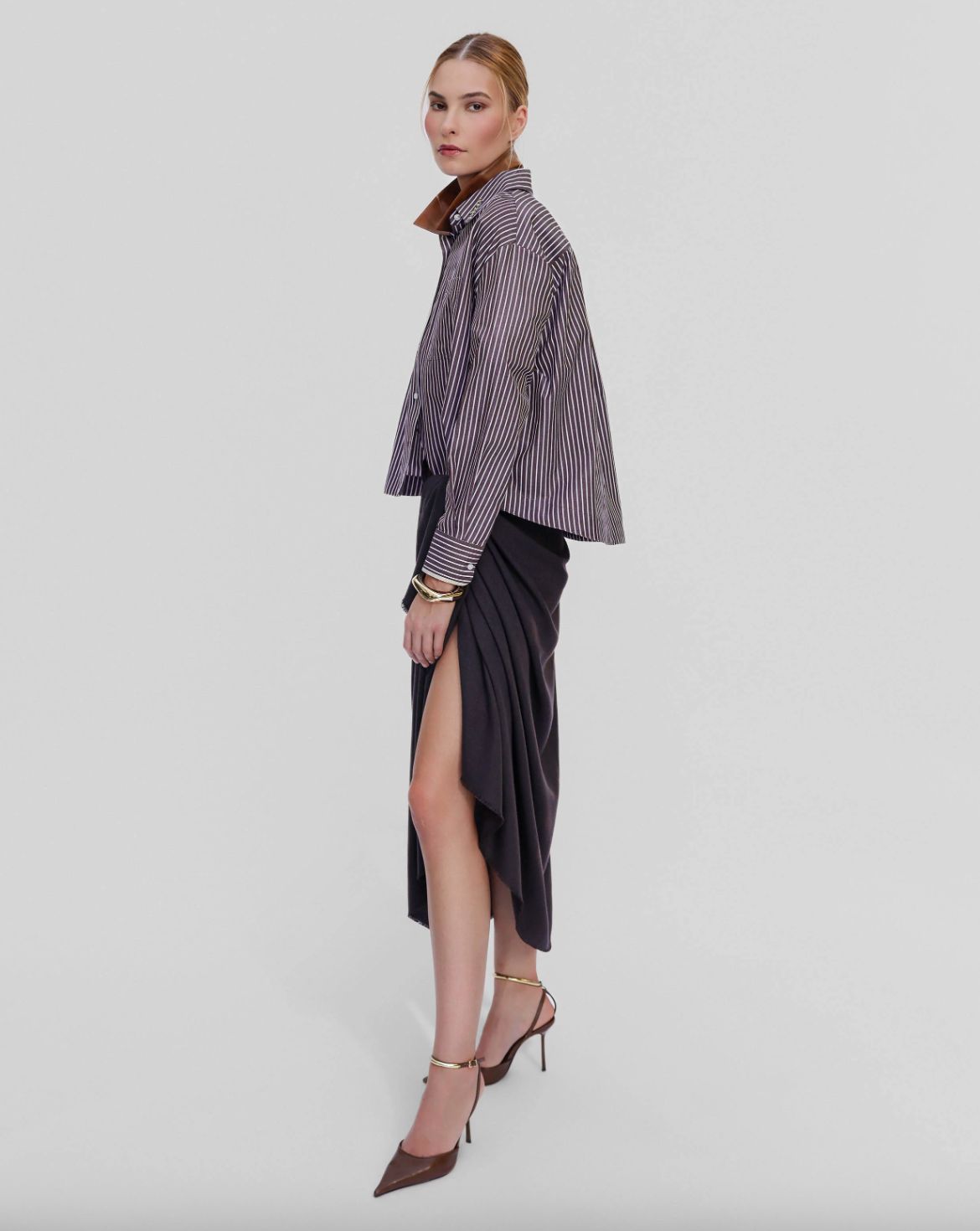 Theo Echo Crystal Collar Shirt in Huckleberry