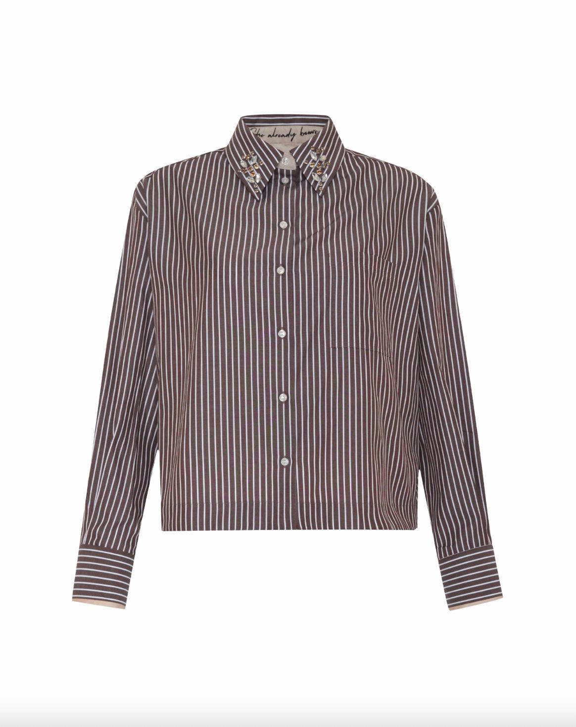 Theo Echo Crystal Collar Shirt in Huckleberry
