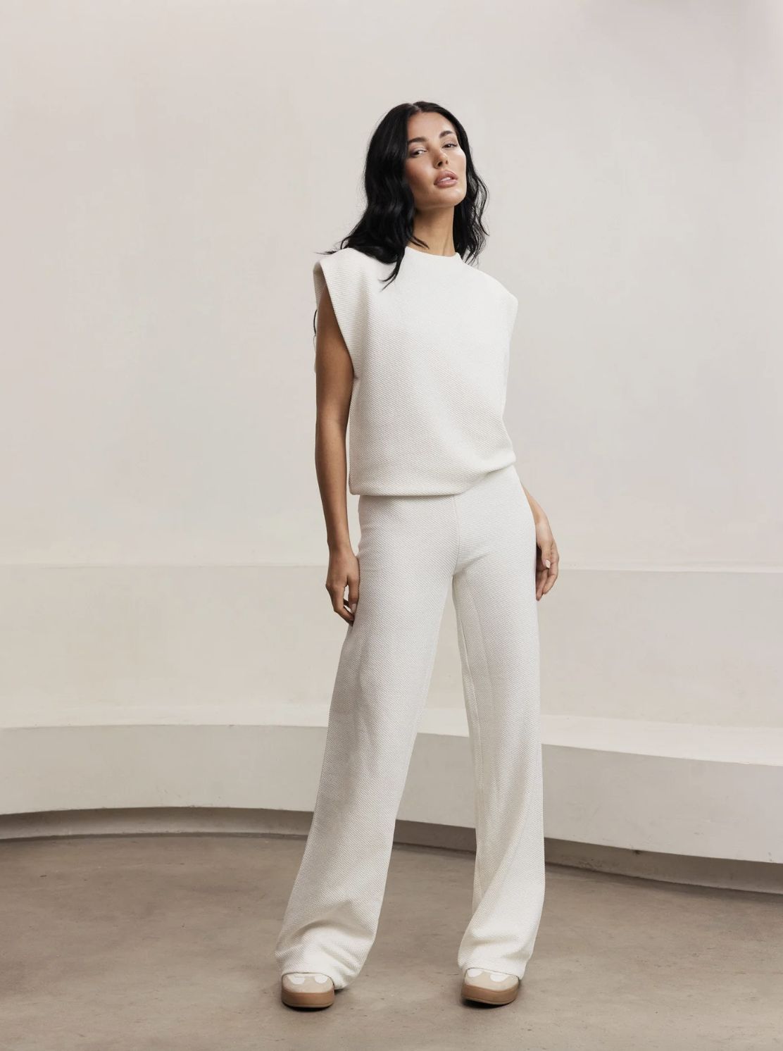 Lune Moon Padded Shoulder Top in Marshmellow