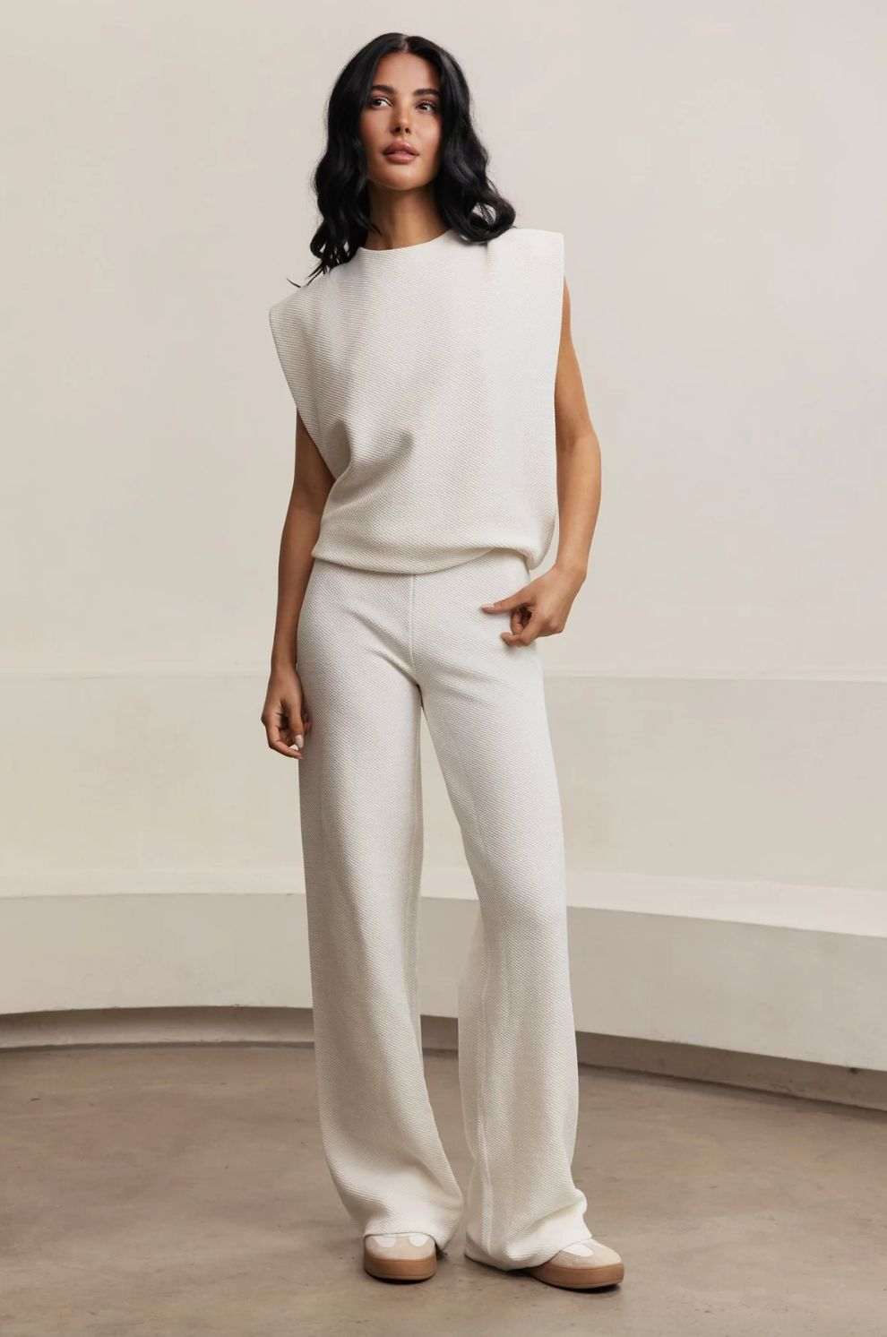 Lune Moon Padded Shoulder Top in Marshmellow