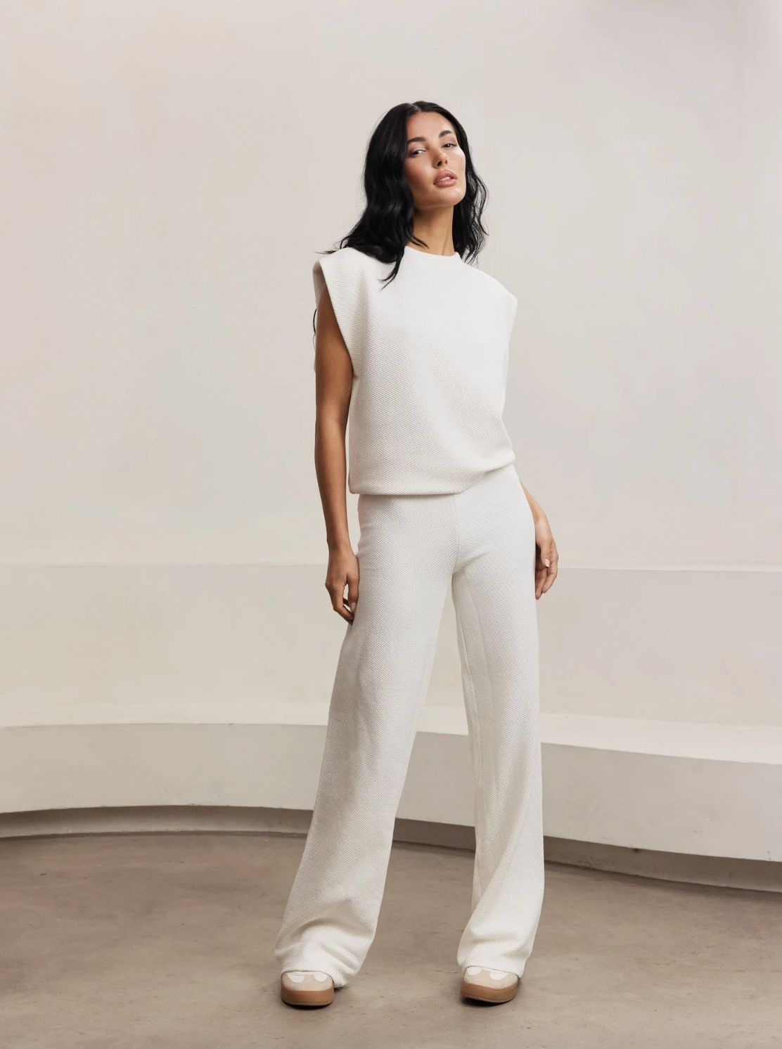 Lune Moon Padded Shoulder Top in Marshmellow
