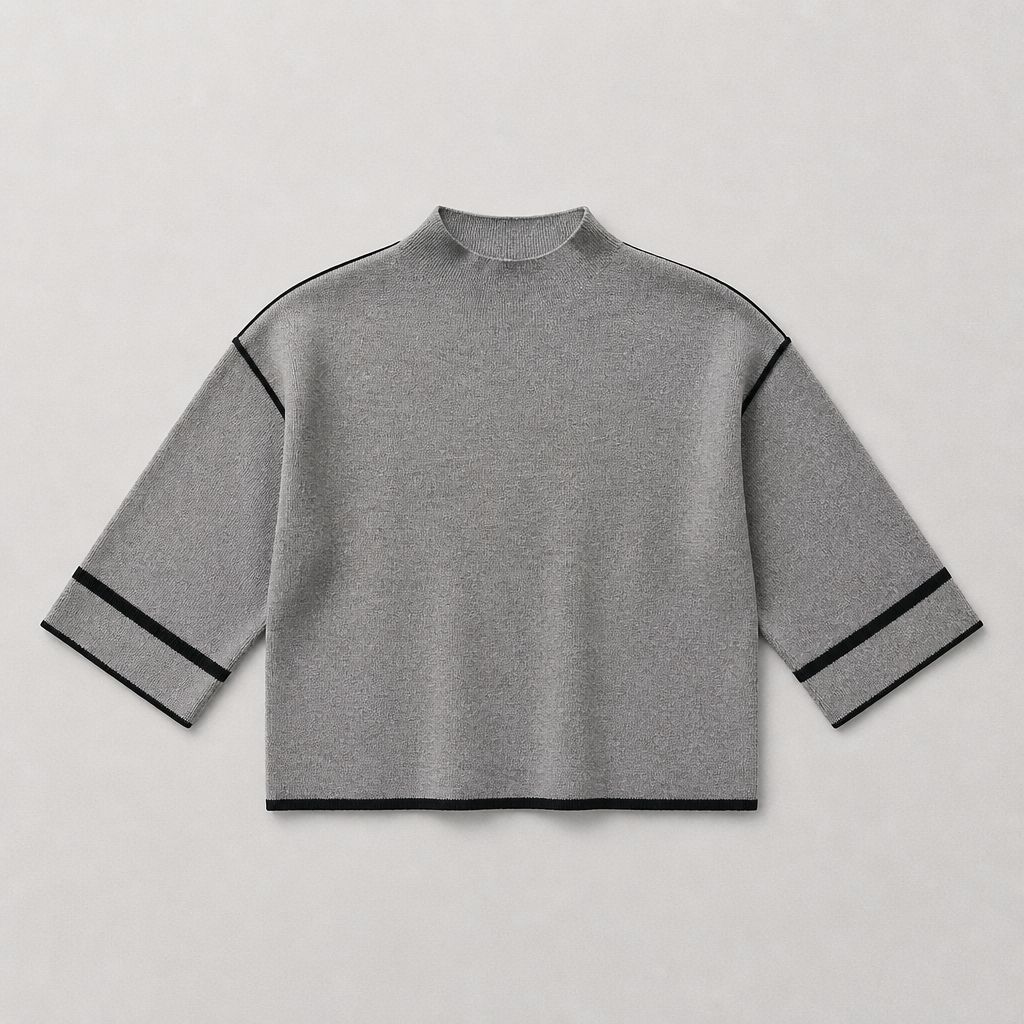 Tempo Contrast Color Mock Neck Sweater