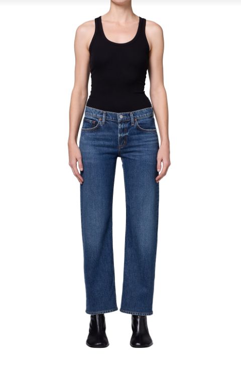 AGolde Stovepipe Jean in Slick, Color: Slick, Size: 24