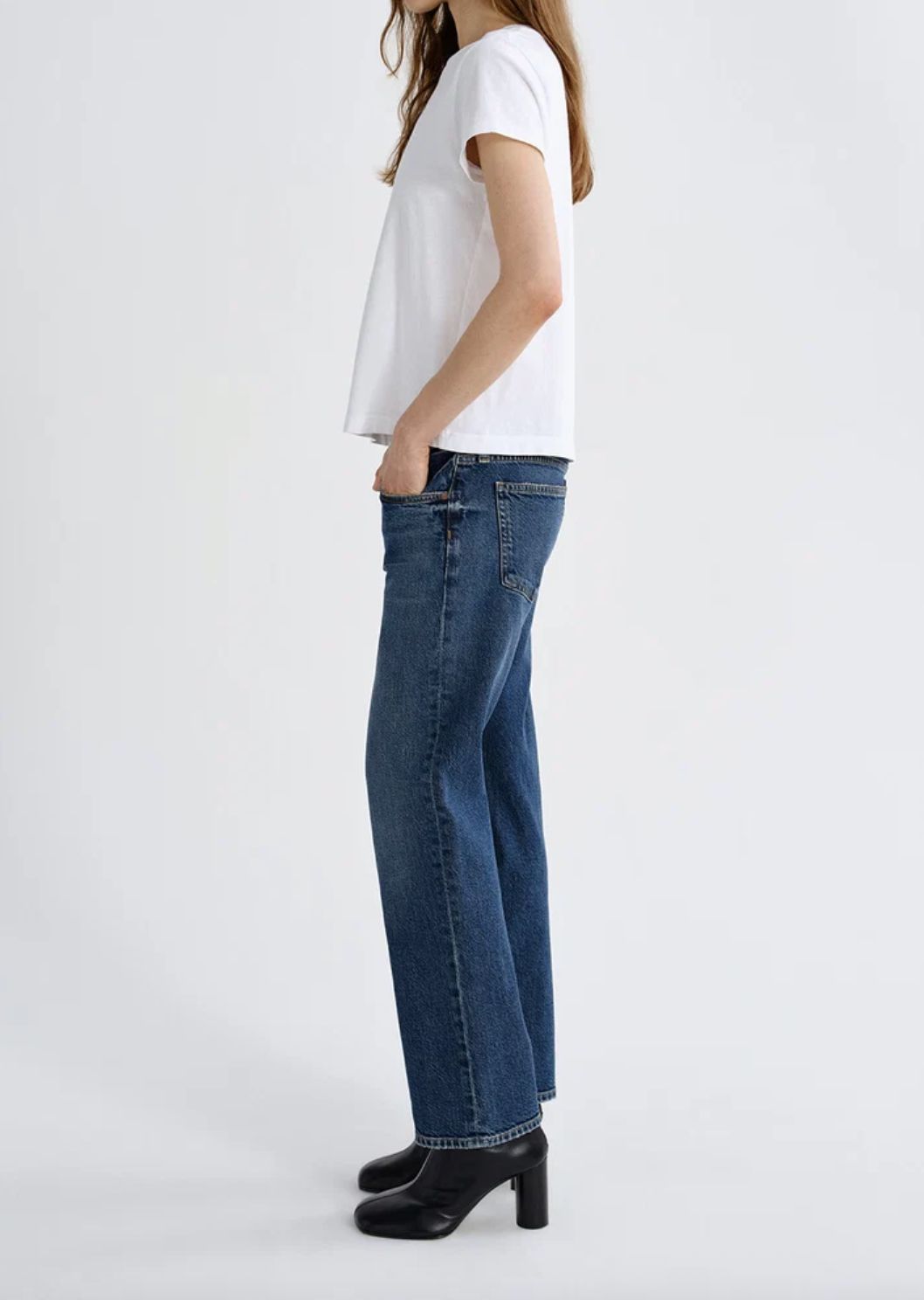 AGolde Stovepipe Jean in Slick
