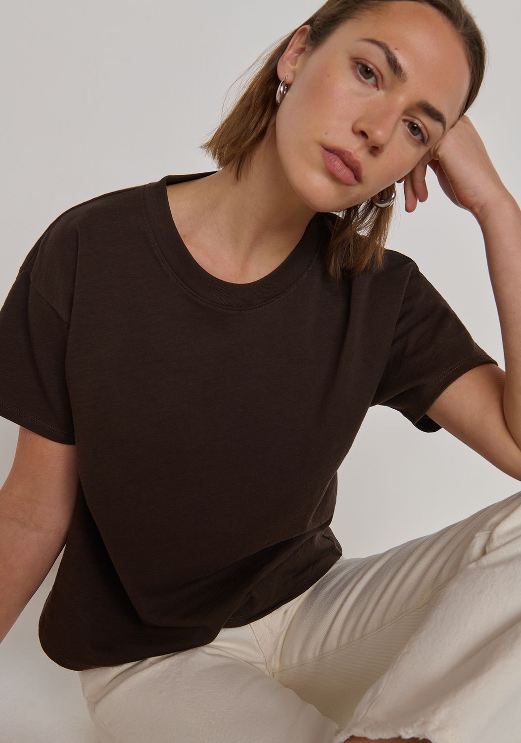 Nation Jessa Boxy Crop Tee in Cocoa