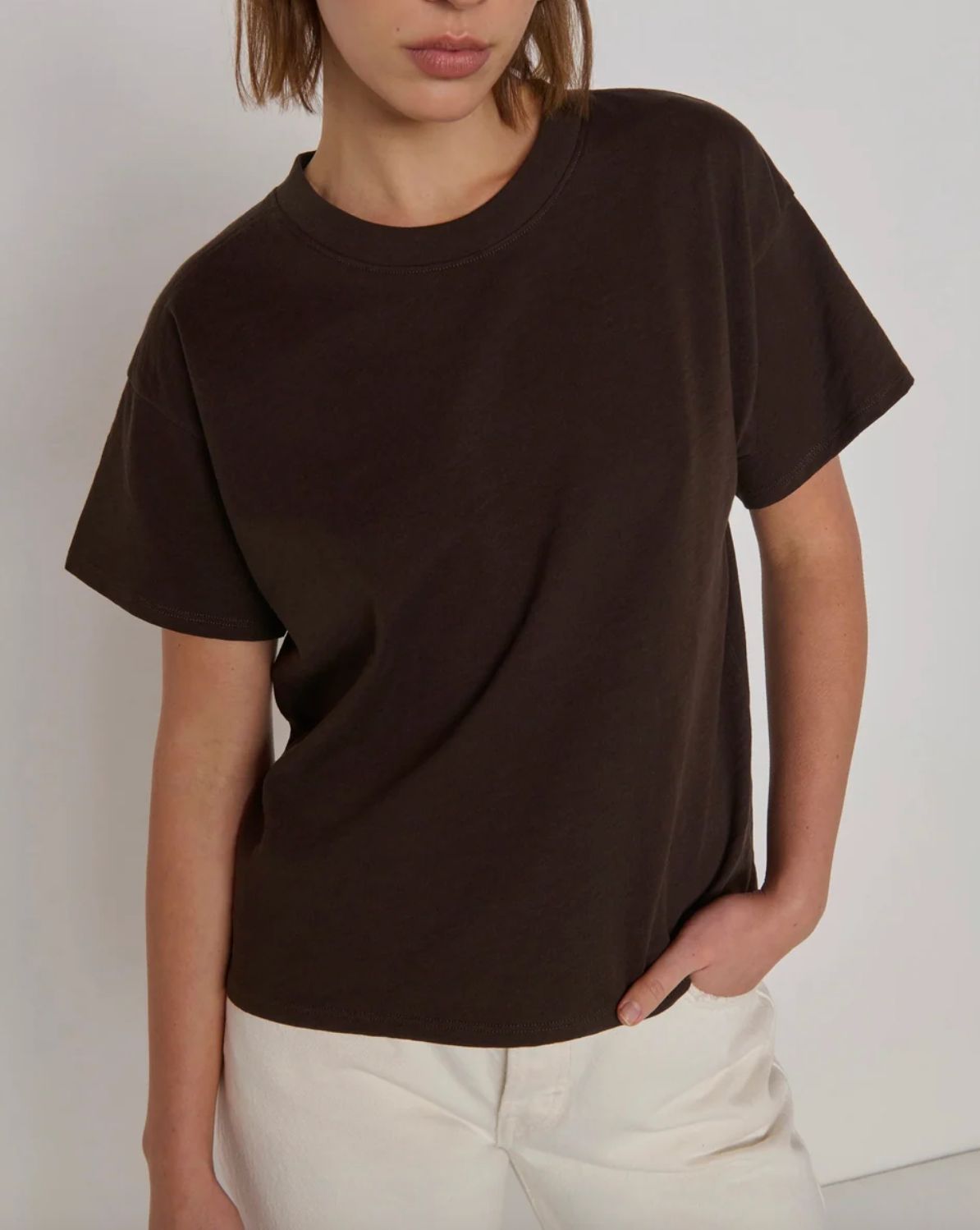 Nation Jessa Boxy Crop Tee in Cocoa