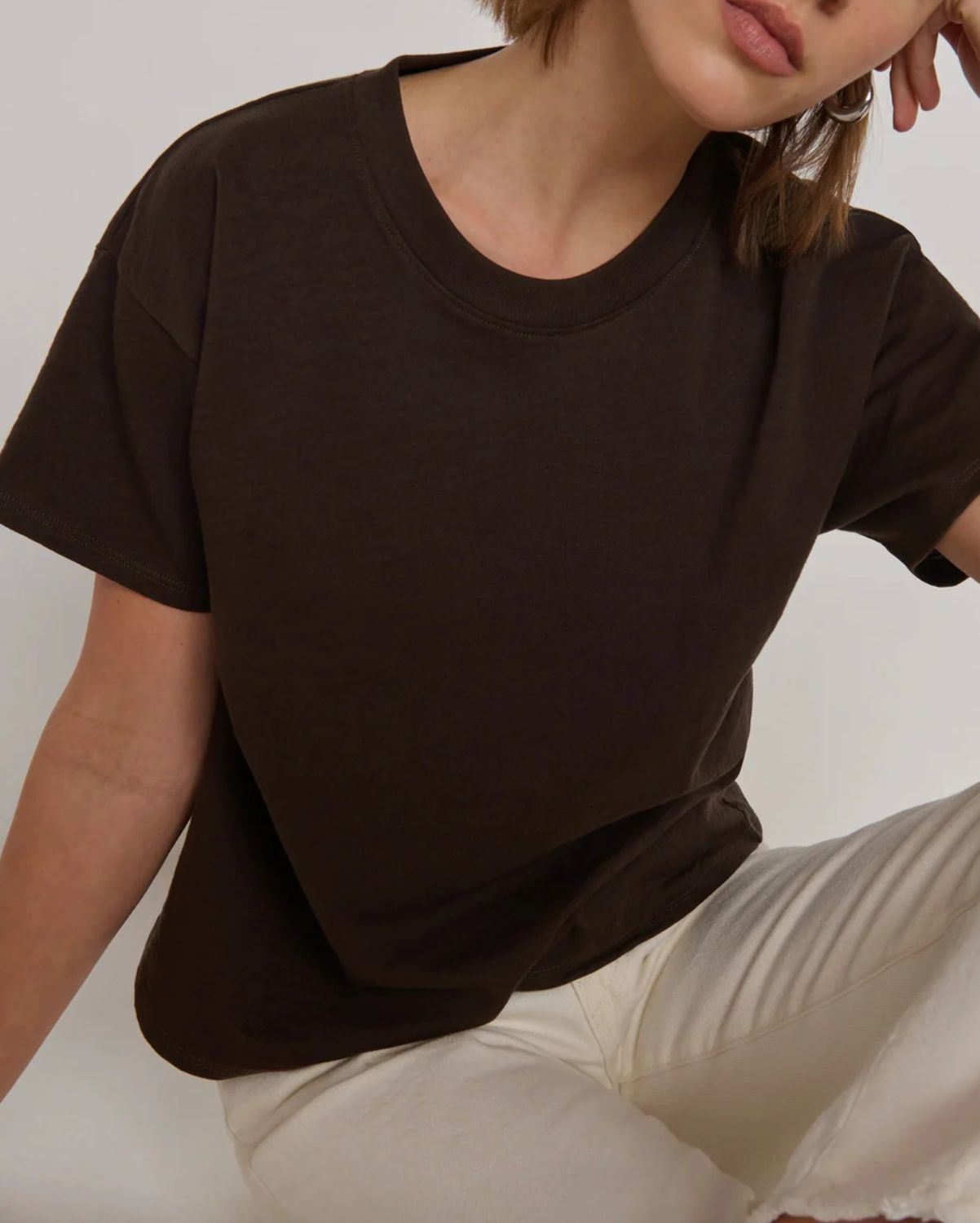 Nation Jessa Boxy Crop Tee in Cocoa