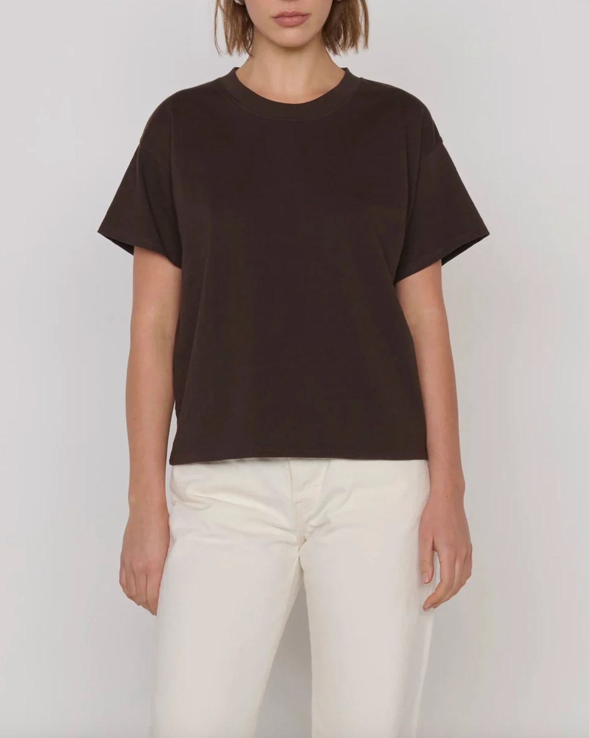 Nation Jessa Boxy Crop Tee in Cocoa