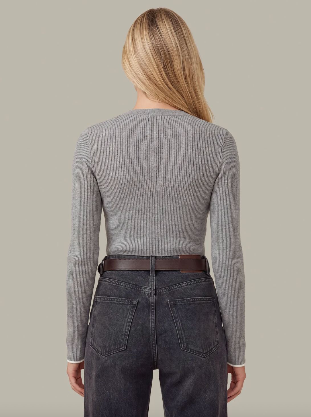 525 America Emmeline Heather Grey Henley Sweater