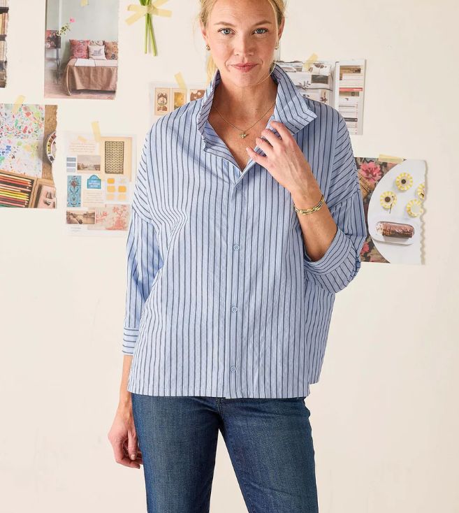 Mersea Emerson Button Up Blouse In Sky Blue