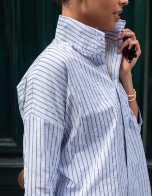 Mersea Emerson Button Up Blouse In Sky Blue