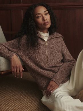 Varley Sherida Half Zip Sweater, Color: Gingerbread Fleck, Size: XXS
