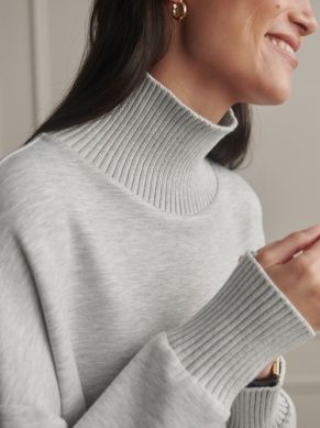 Varley Barker High Neck Sweat Light Grey