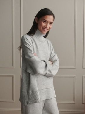 Varley Barker High Neck Sweat Light Grey, Color: Light Grey Marl, Size: XXS