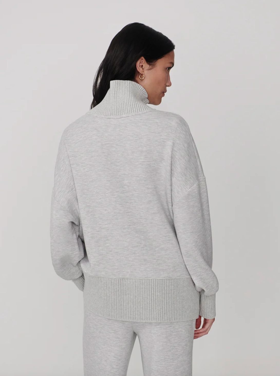 Varley Barker High Neck Sweat Light Grey