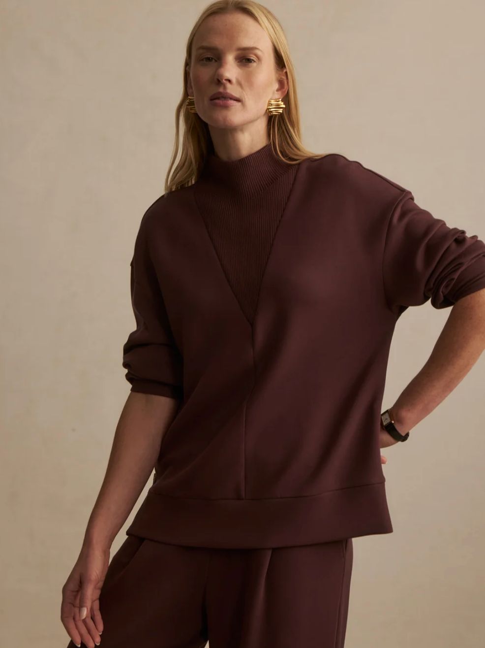Varley Novi Longline Mock Neck Sweatshirt