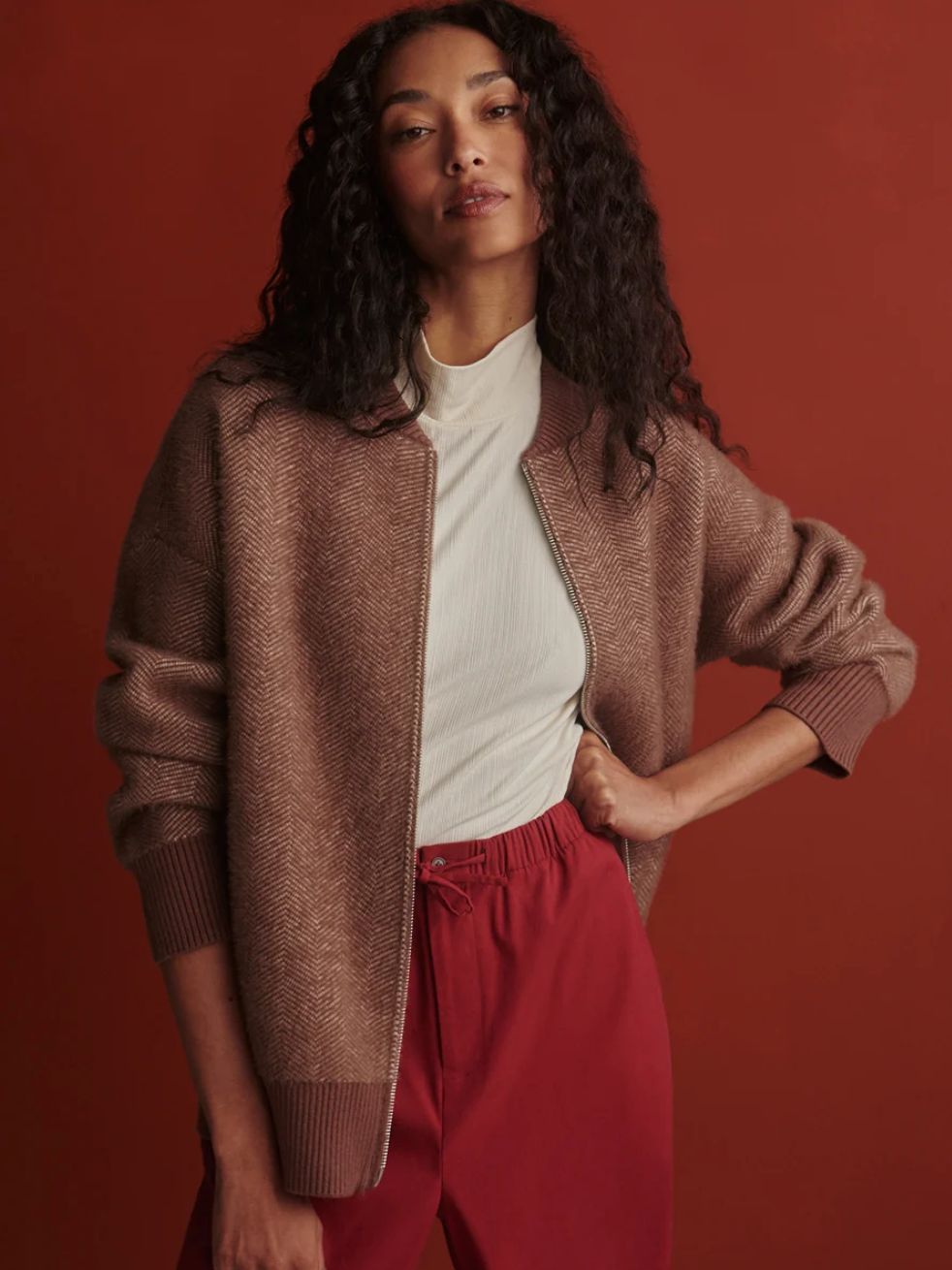 Varley Zenia Zip Through Knit Jacket