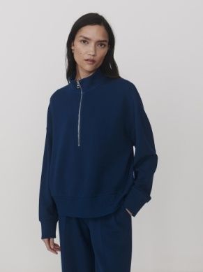 Varley Mavis Mock Neck Sweatshirt in Sea Blue