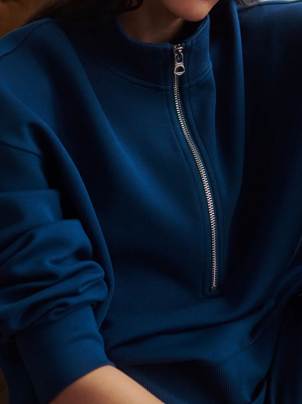 Varley Mavis Mock Neck Sweatshirt in Sea Blue