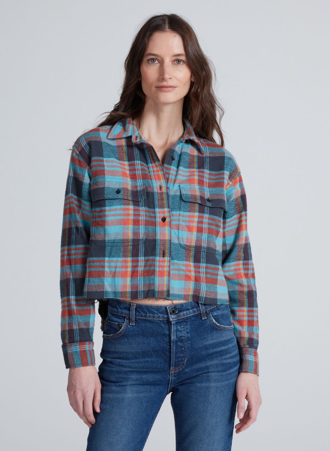 ASKK NY Crosby Flannel in Hudson Plaid, Color: Hudson, Size: XS