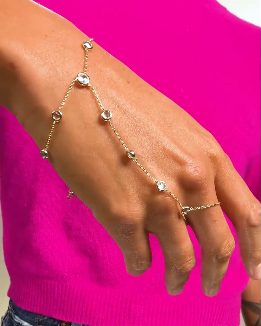 Melinda Maria Mohave Hand Chain Necklace in Gold