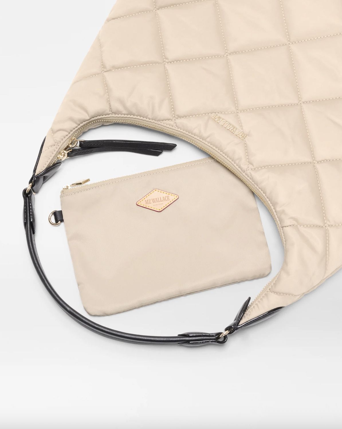 MZ Wallace Madison Shoulder Bag in Buff/Black