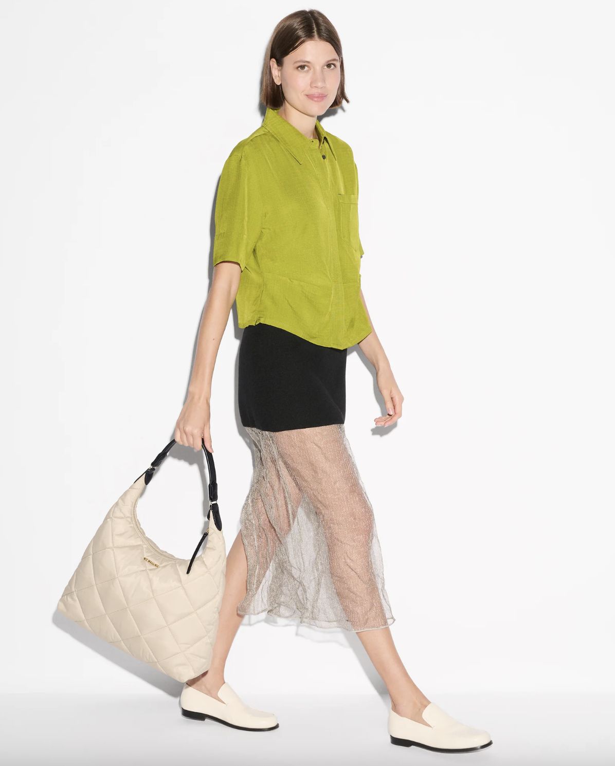 MZ Wallace Madison Shoulder Bag in Buff/Black