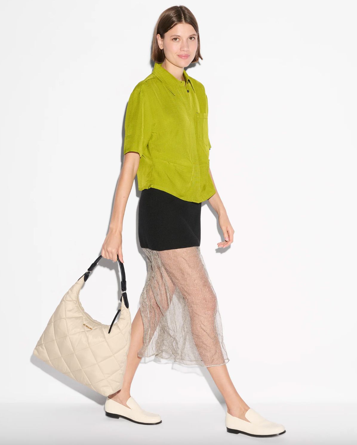MZ Wallace Madison Shoulder Bag in Buff/Black