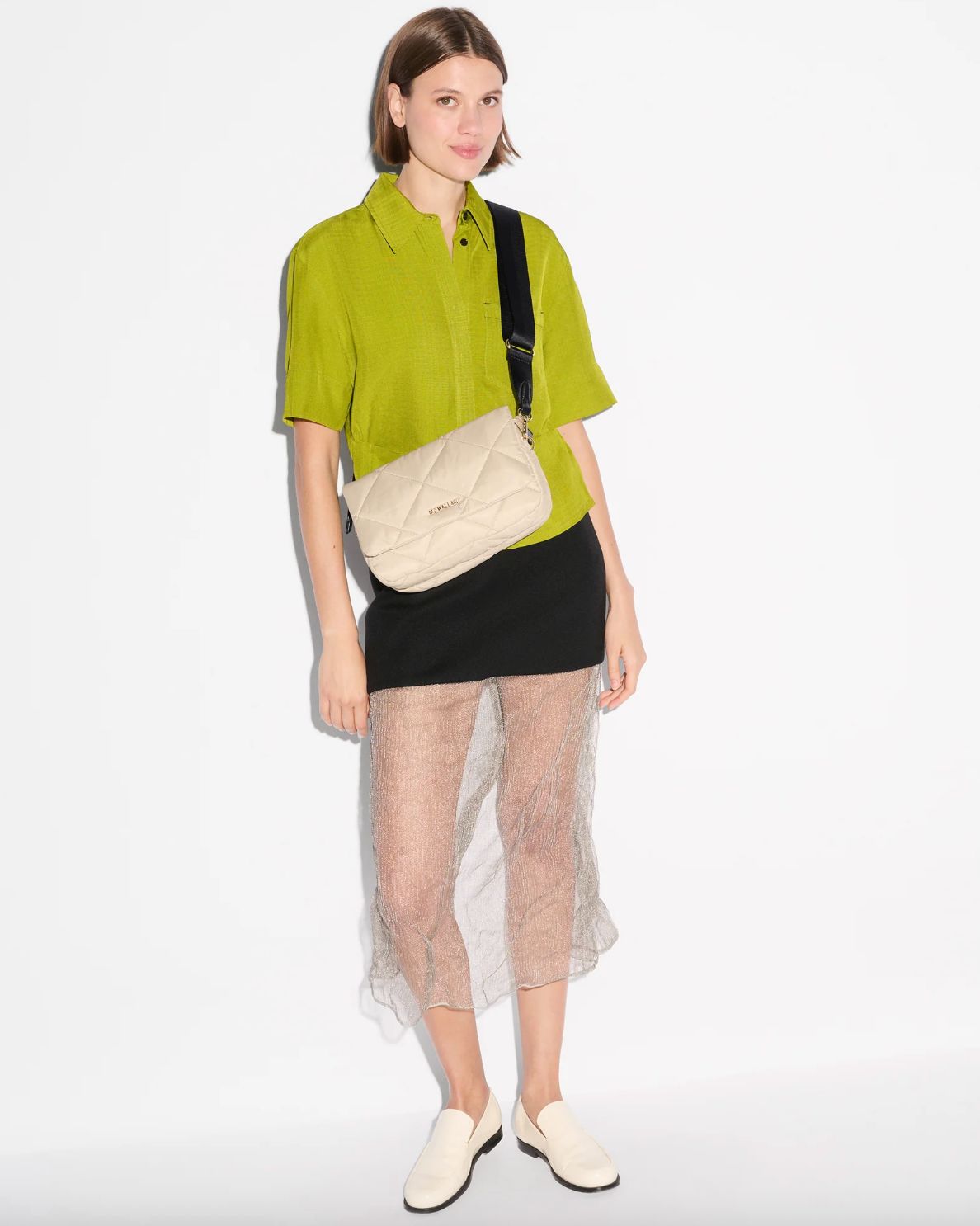 MZ Wallace Madison Flap Crossbody in Buff/Black