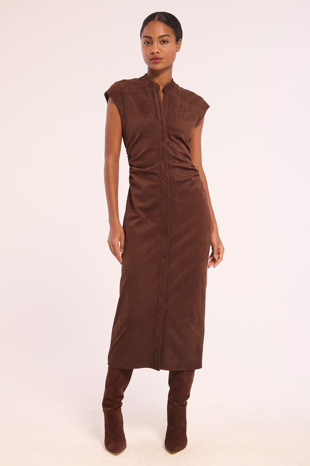 Misa Maud Dress, Color: Faux Suede, Size: XS