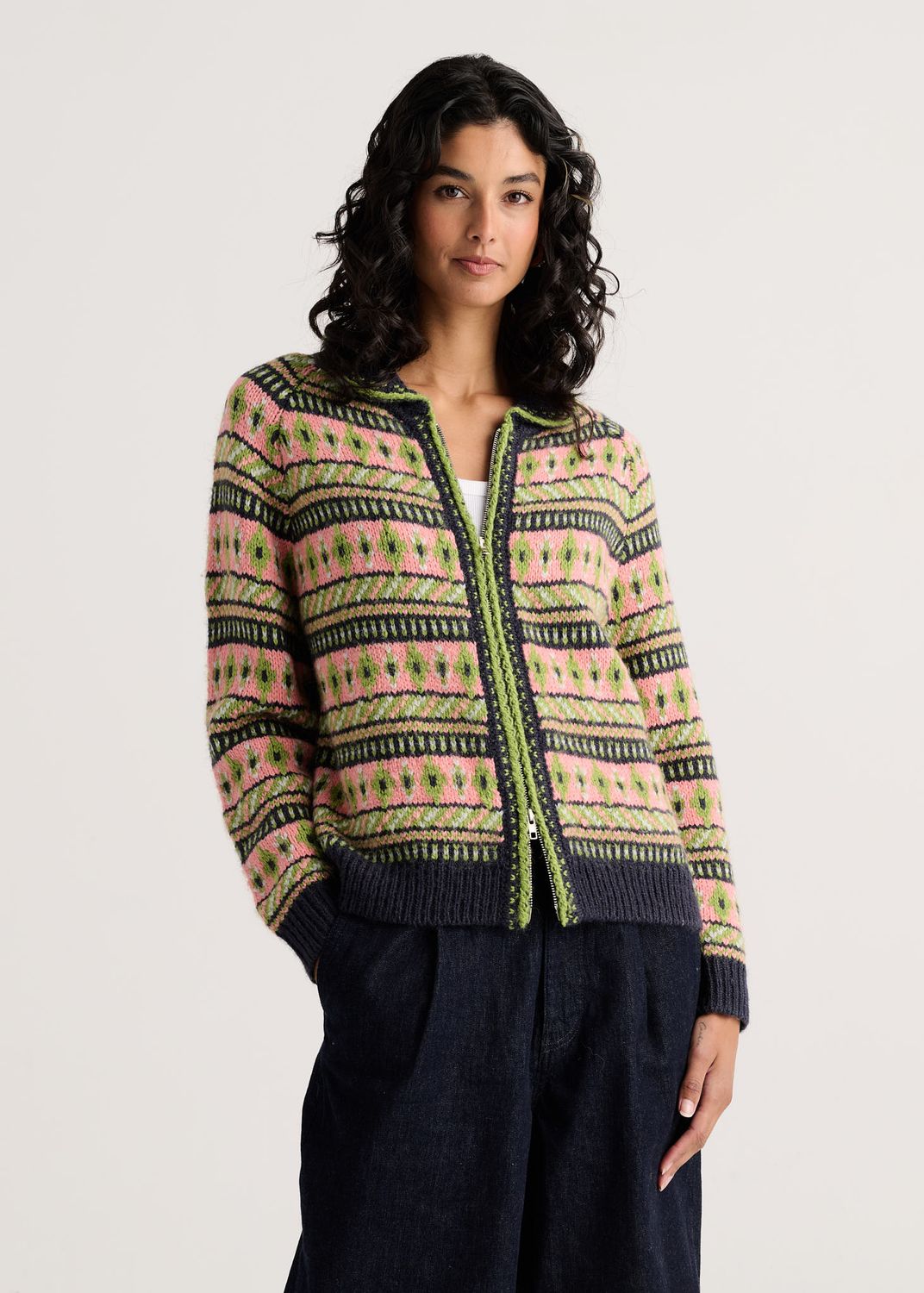 Zaket + Plover Fair Isle Zip Sweater