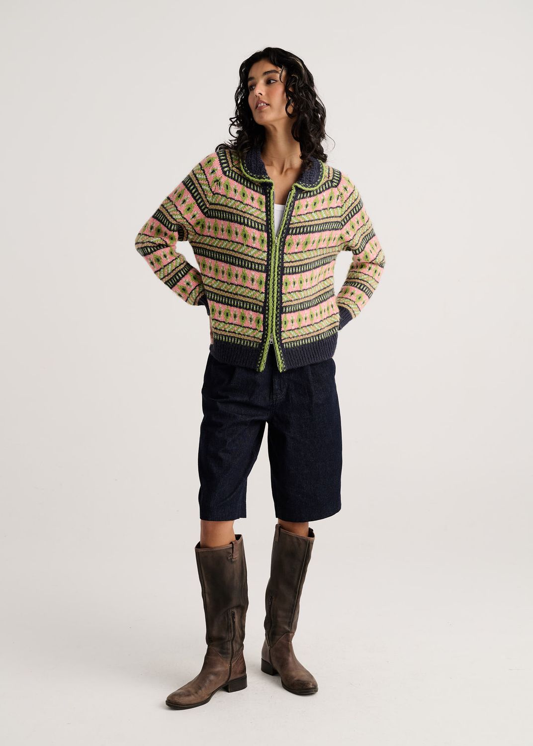 Zaket + Plover Fair Isle Zip Sweater