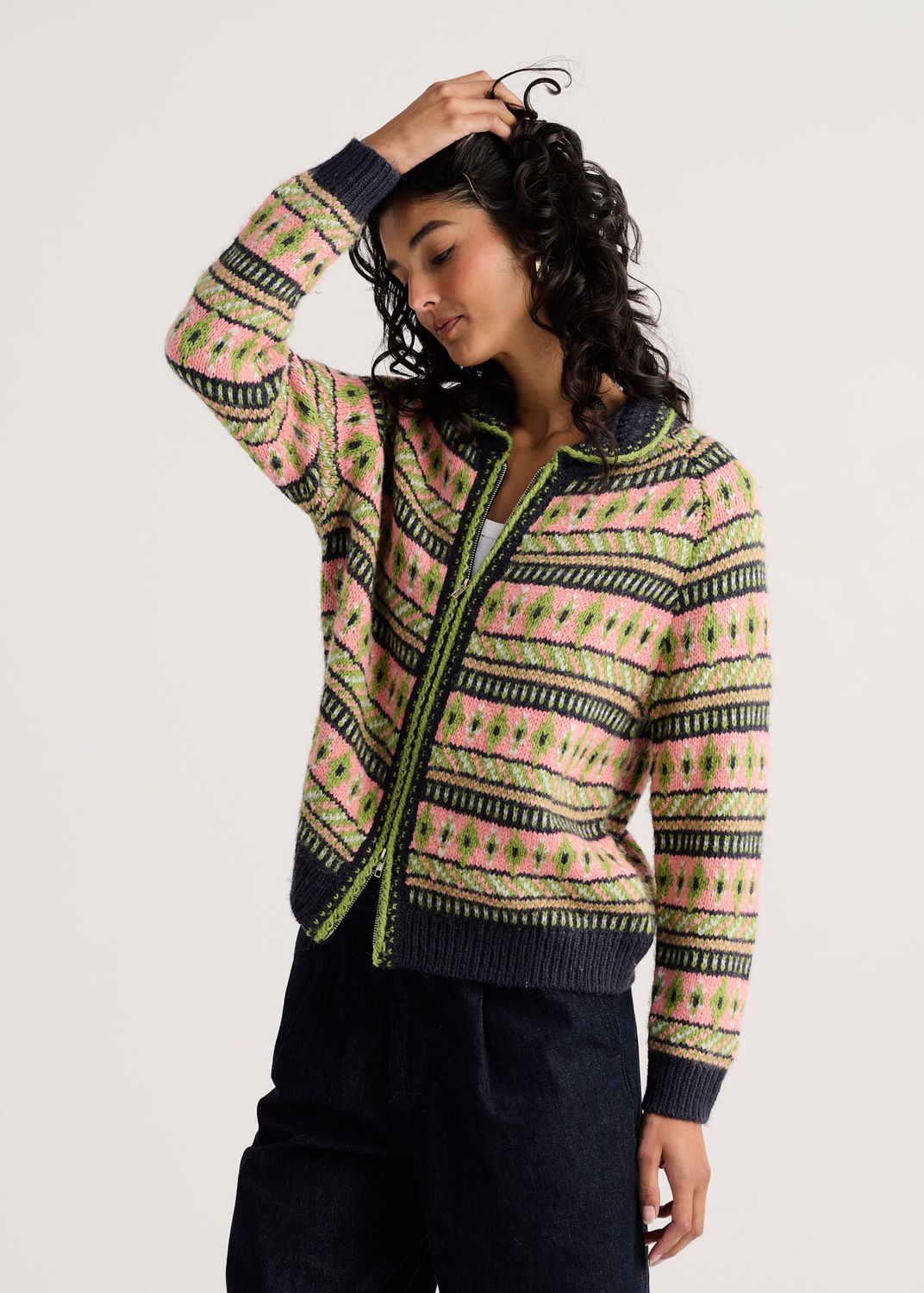 Zaket + Plover Fair Isle Zip Sweater