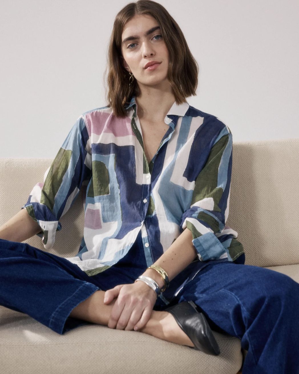 Hartford Charlot Blouse in Artisanal Tile Print