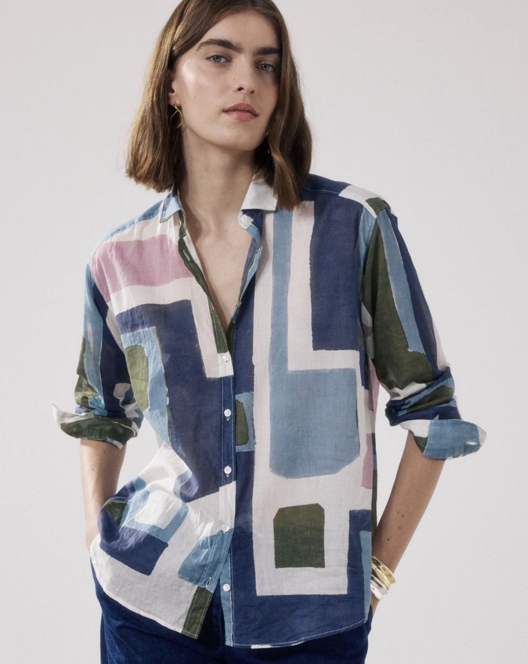 Hartford Charlot Blouse in Artisanal Tile Print