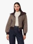 Habitual Herringbone Zip Cardigan, Color: Chocolate, Size: XS