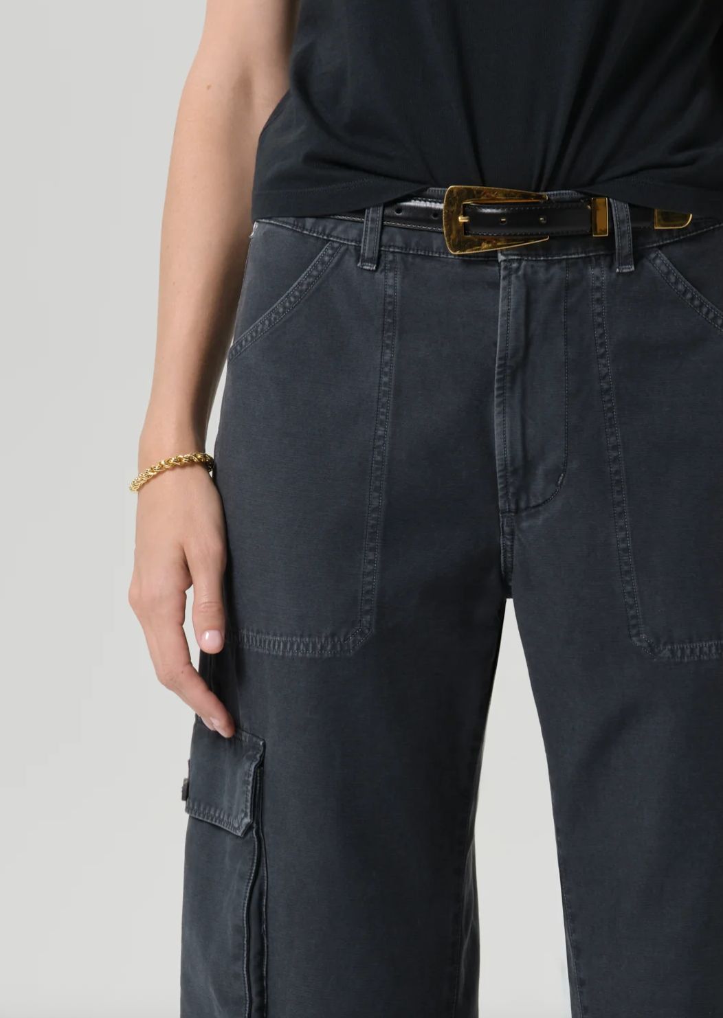 Citizens of Humanity Thassos Twisted Utility Pant in Washed Black