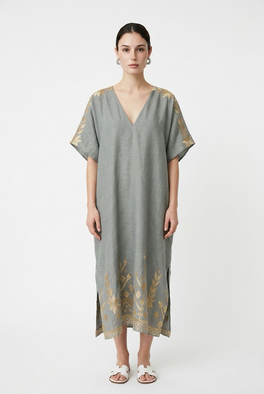Greek Archaic Deep V-Neck Kaftan