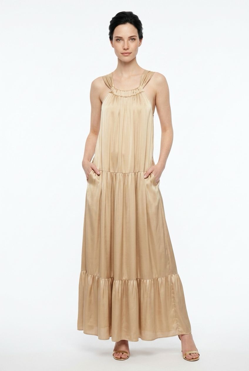 Greek Archaic Backless Maxi Halter Dress