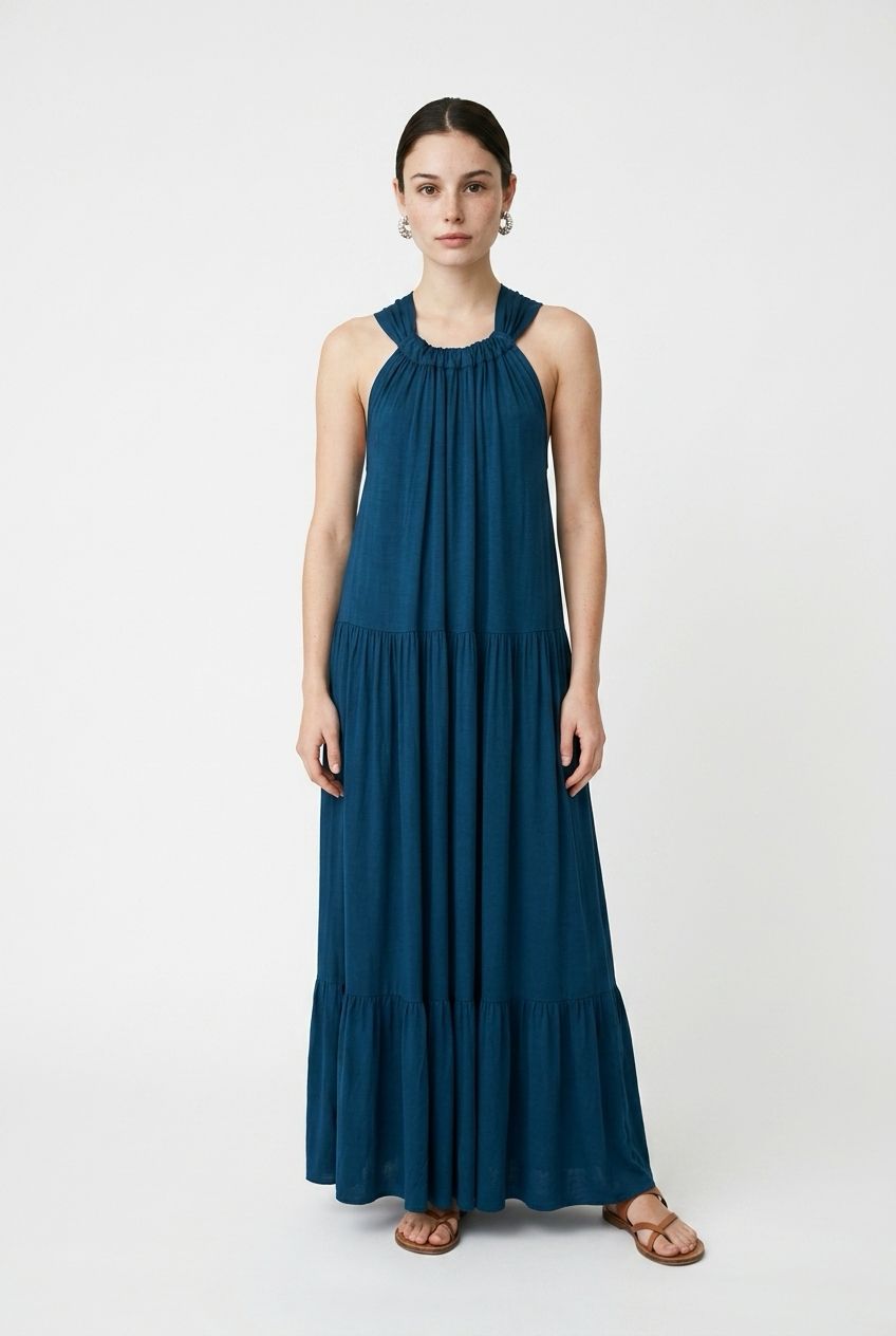 Greek Archaic Backless Maxi Halter Dress